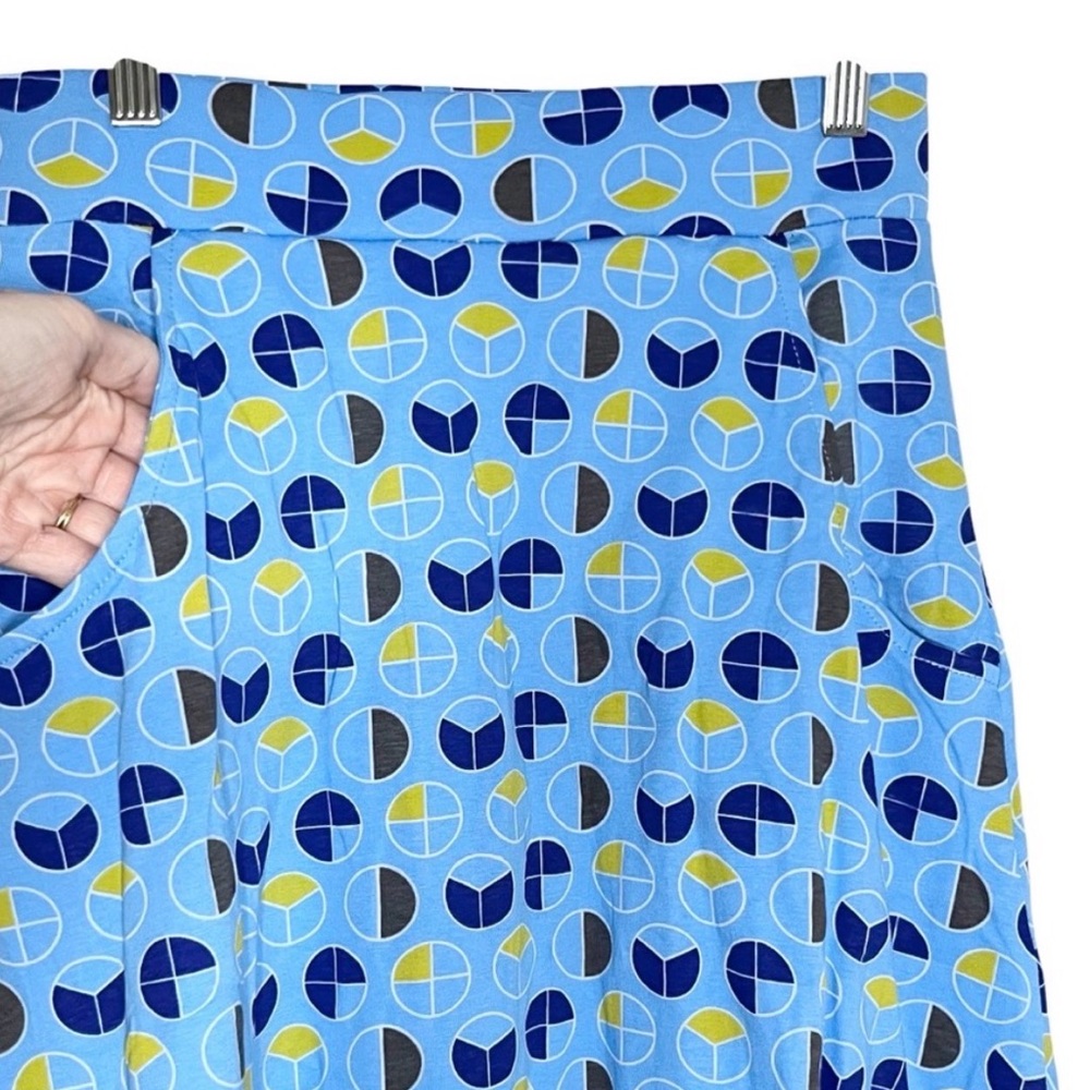 Chic Blue Patterned A-Line Skirt - image 2